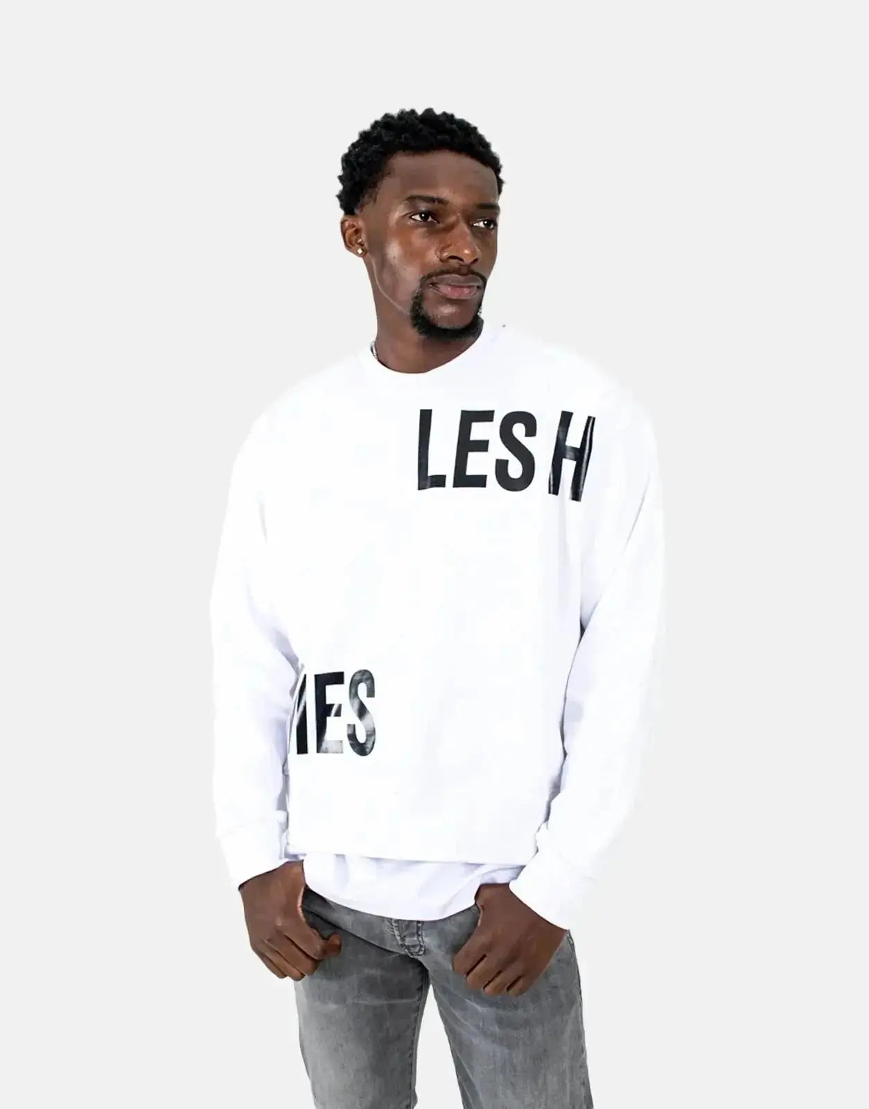 Les Hommes Multi Font White Sweatshirt - Subwear