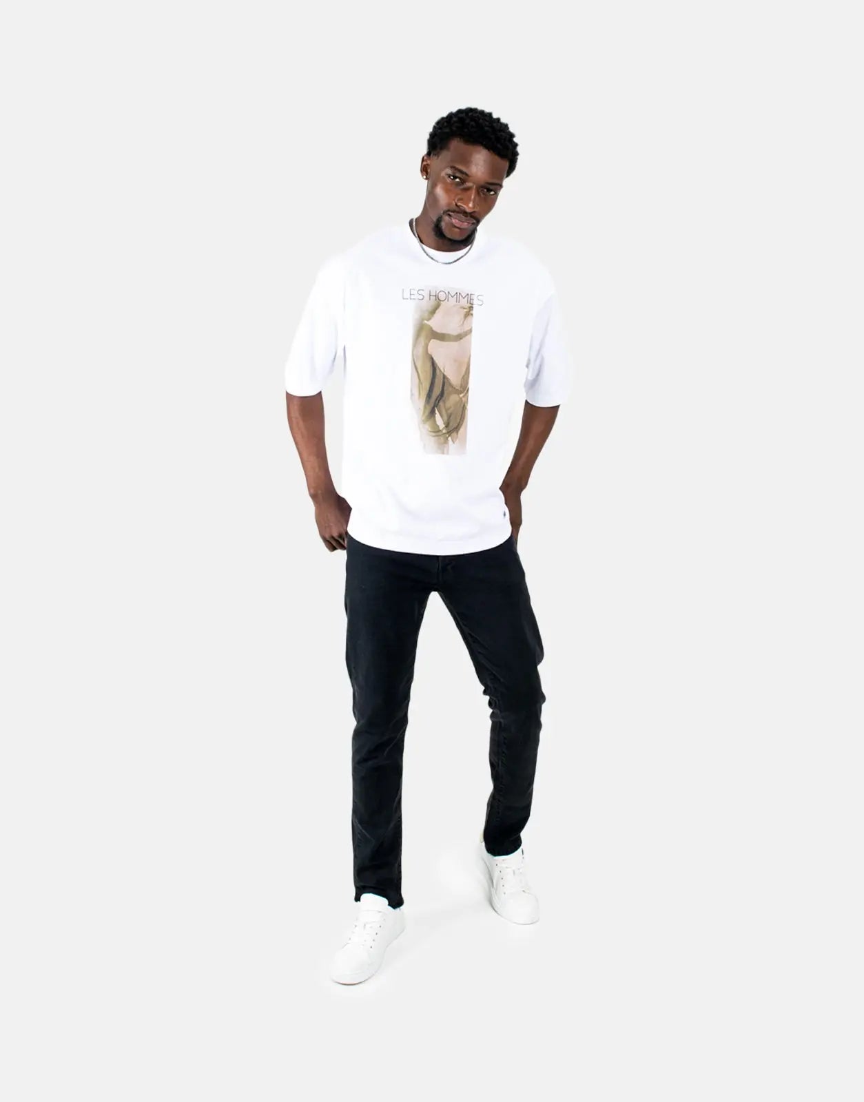 Les Hommes Shadow Graphic White T-Shirt - Subwear