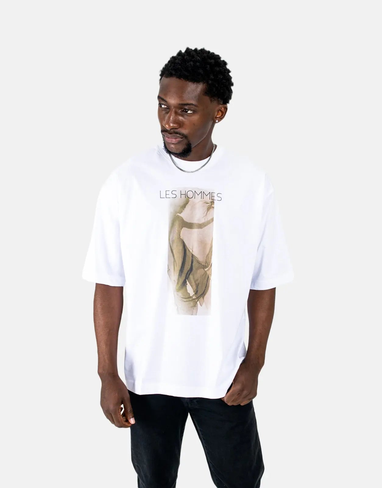 Les Hommes Shadow Graphic White T-Shirt - Subwear
