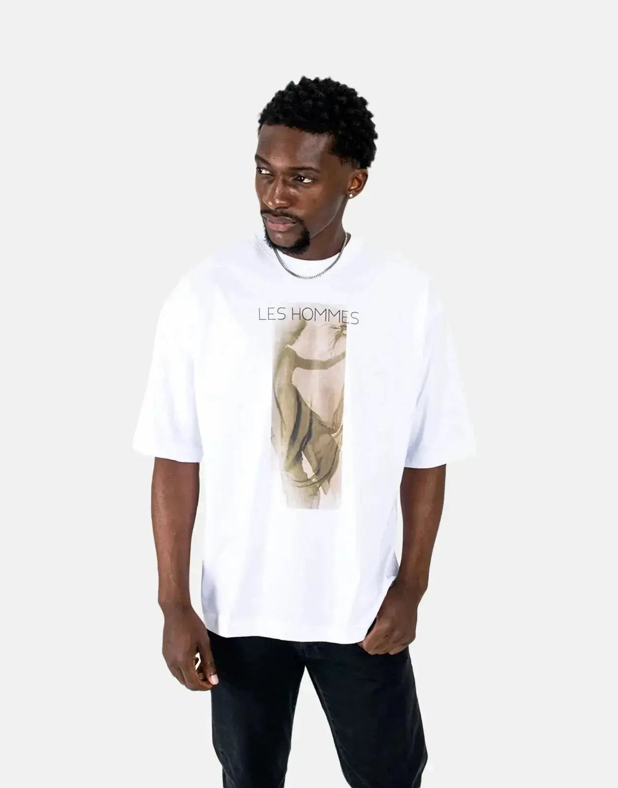 Les Hommes Shadow Graphic White T-Shirt - Subwear