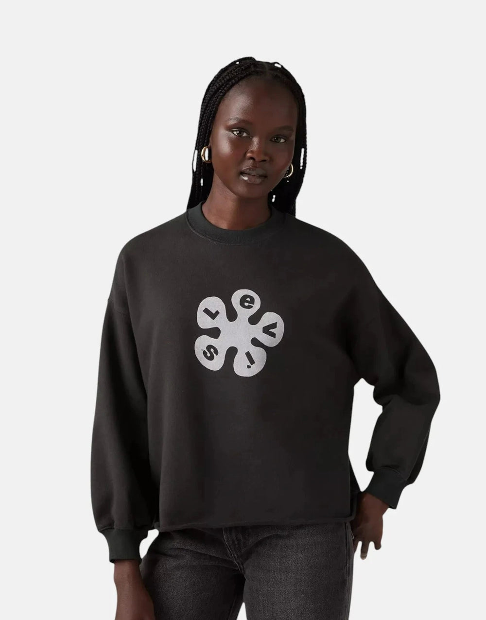 Levi's Leo Raw Cut Crewneck Pirate Black Sweatshirt - Subwear