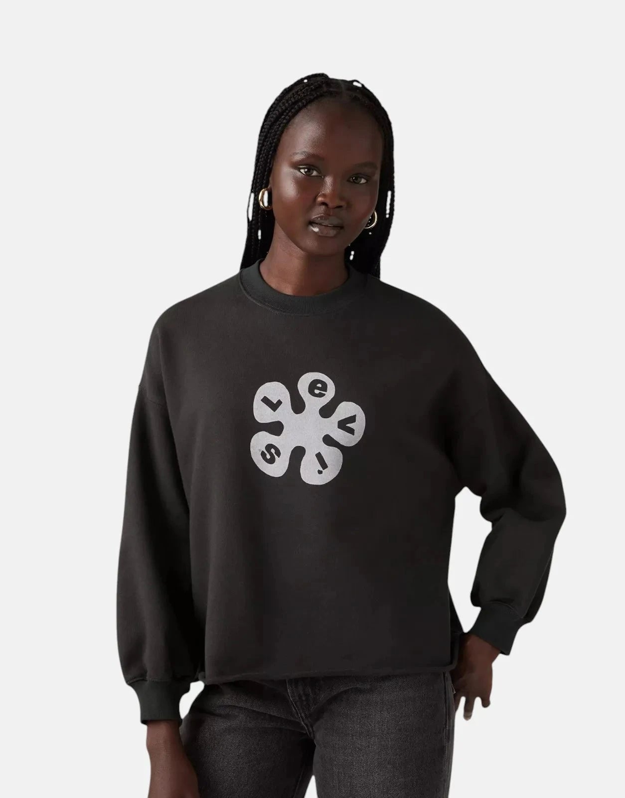 Levi's Leo Raw Cut Crewneck Pirate Black Sweatshirt - Subwear