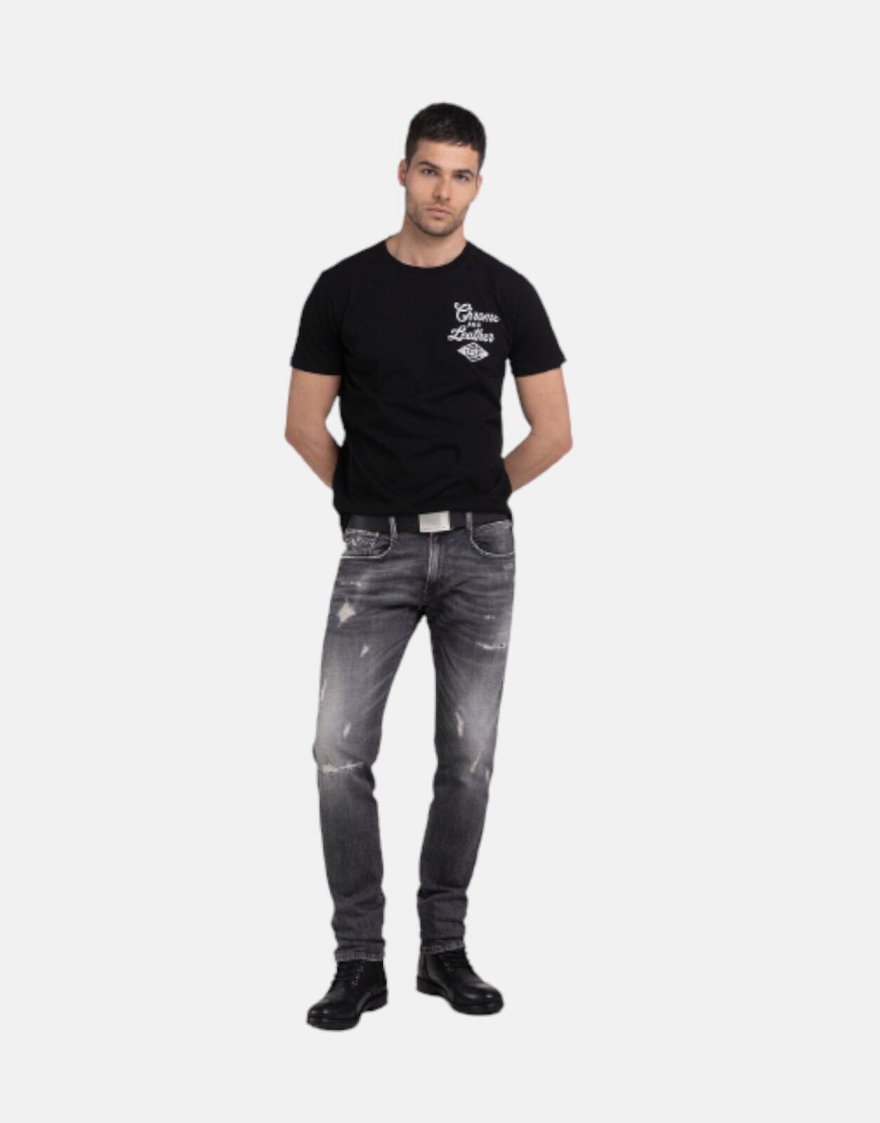 Replay Chrome Leather Print T-Shirt - Subwear
