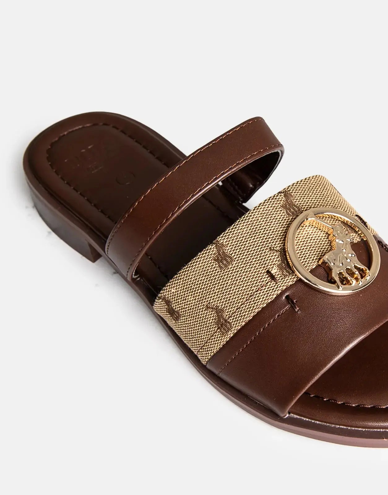 Polo Circle Trim Tan Slide Polo