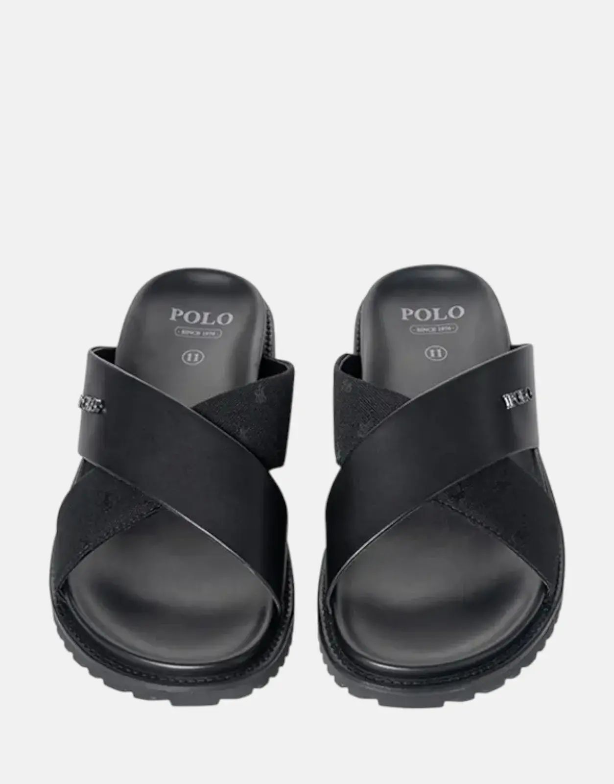 Polo Cross Strap Jacquard Black Sandals Polo