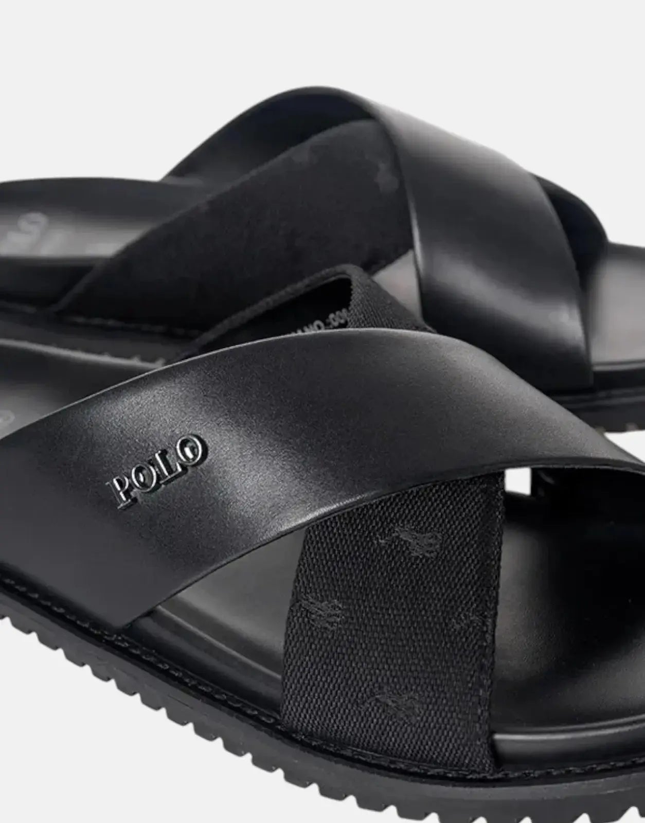 Polo Cross Strap Jacquard Black Sandals Polo