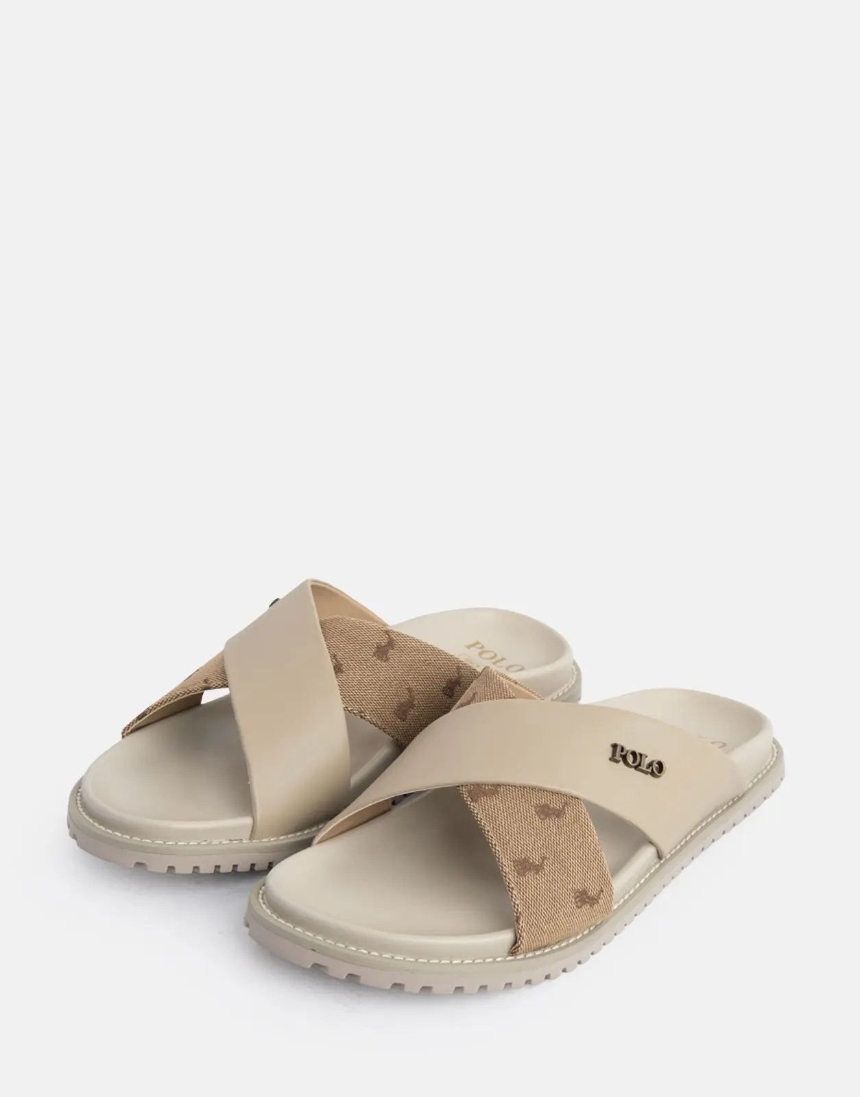 Polo Cross Strap Jacquard Taupe Sandals Polo