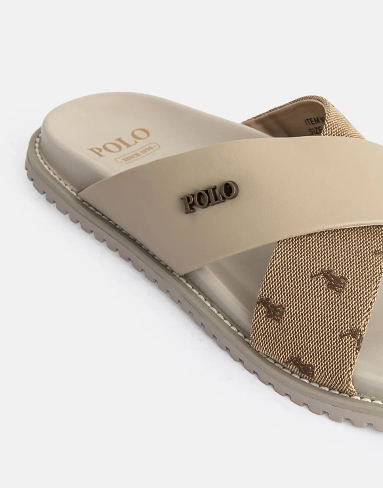 Polo Cross Strap Jacquard Taupe Sandals Polo