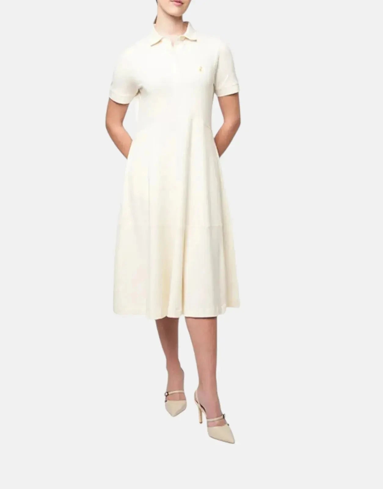 Polo Emily Fit & Flare Off White Golfer Dress - Subwear