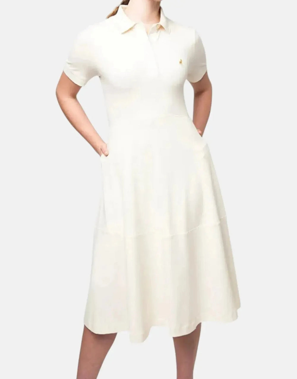 Polo Emily Fit & Flare Off White Golfer Dress - Subwear