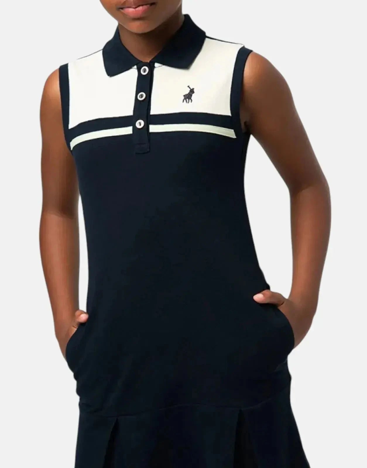 Polo Girls Kerry Colour Blocked Navy Golfer Dress - Subwear