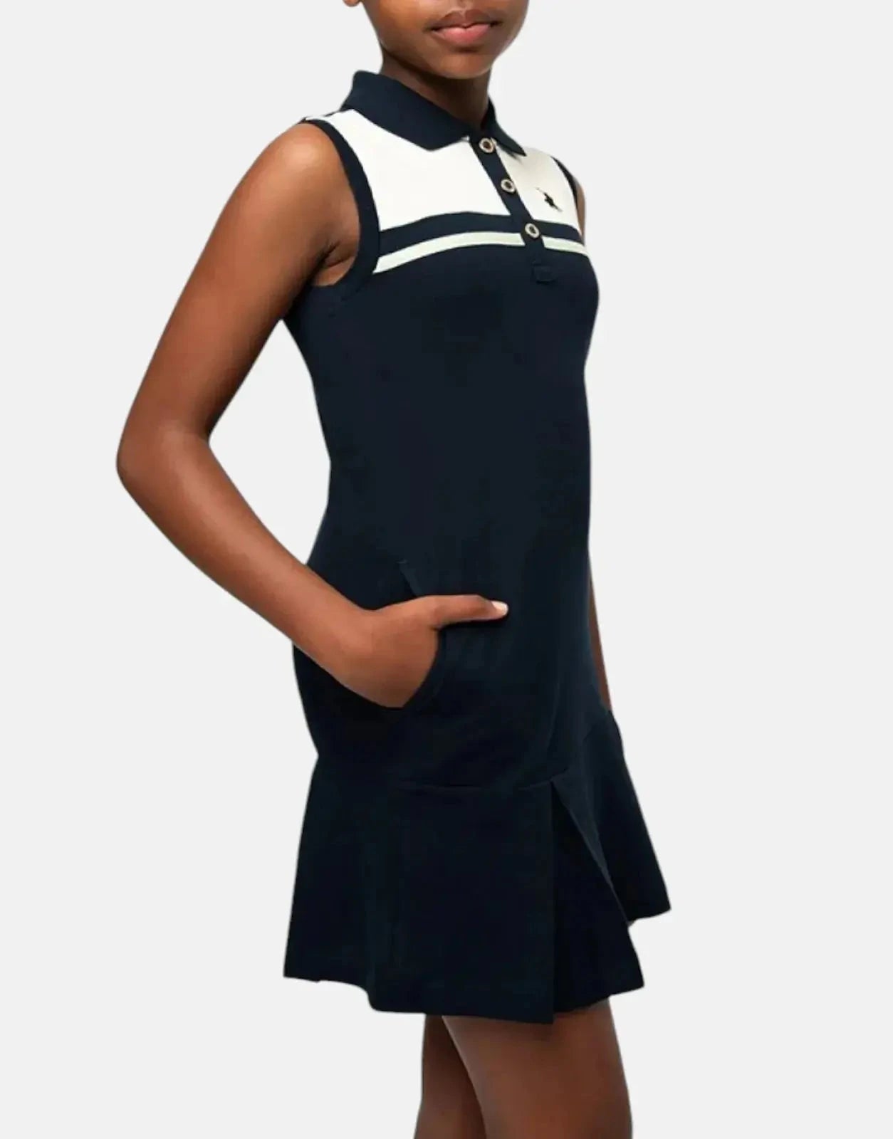 Polo Girls Kerry Colour Blocked Navy Golfer Dress - Subwear