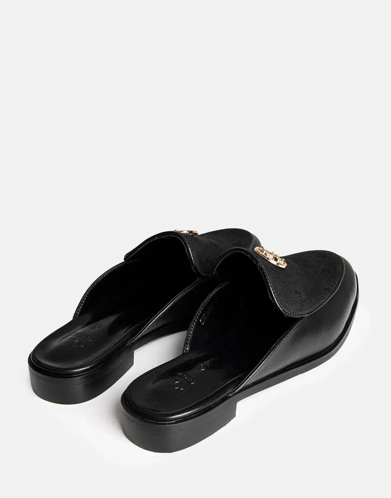 Polo Jacquard Circle Trim Black Mule Sandal - Subwear