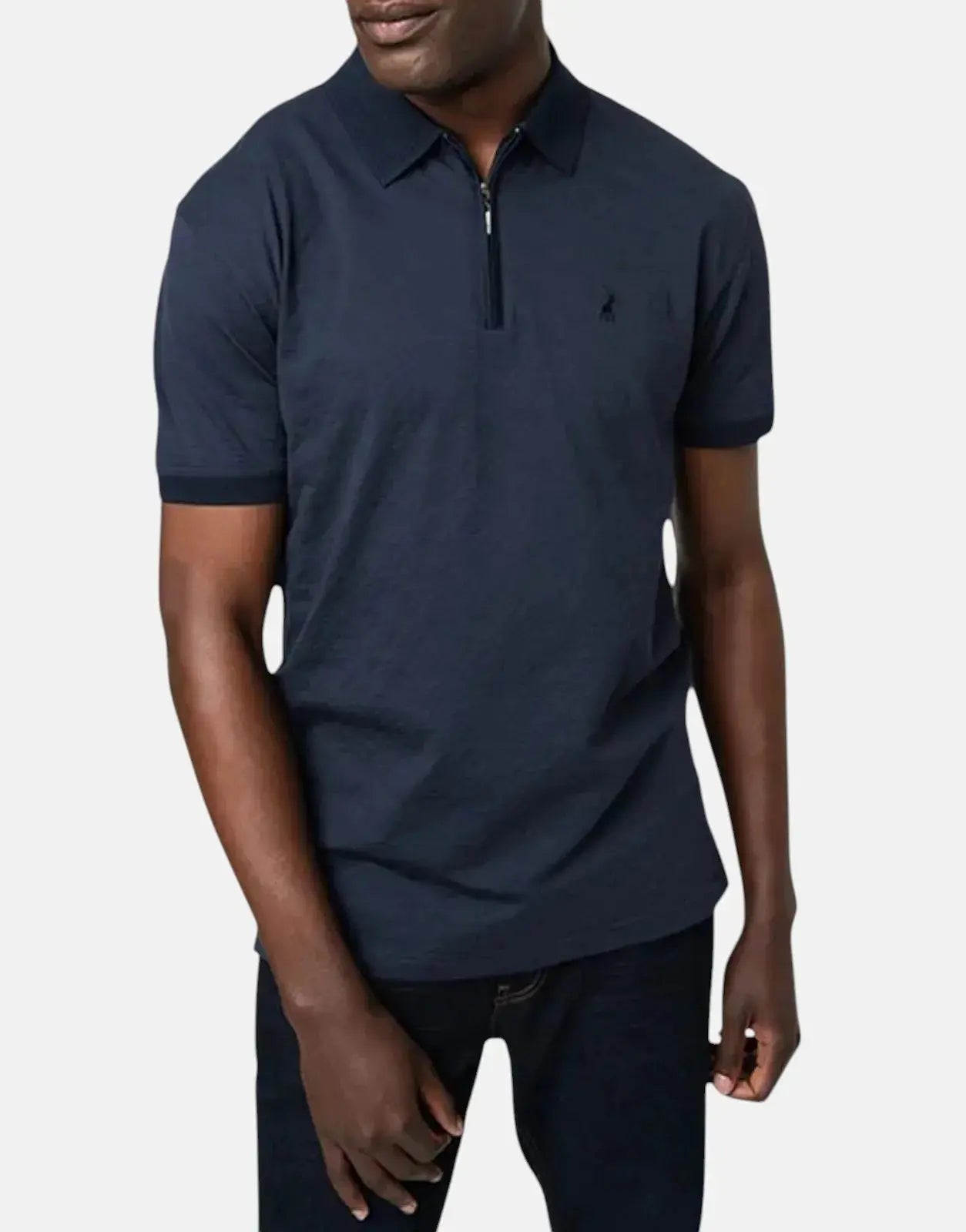 Polo Jacquard Quarter Zip Navy Golfer Polo
