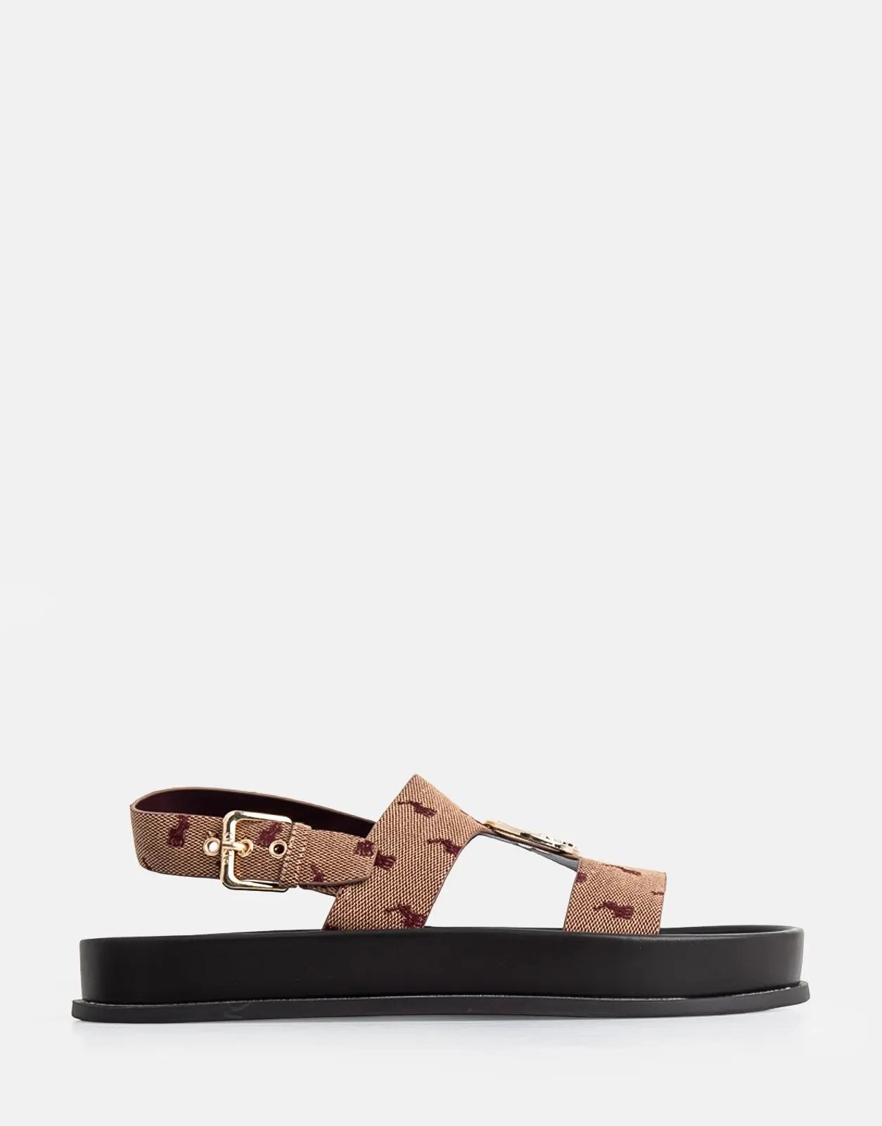 Polo Moulded Unit Trim Sandal in Burgundy Jacquard, featuring a stylish design.