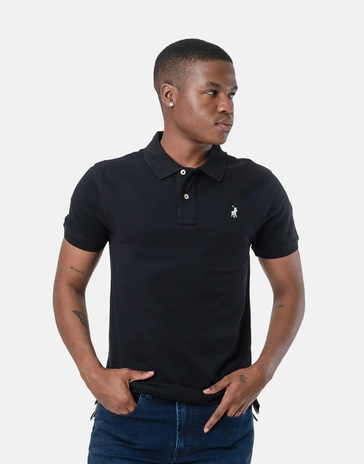 Polo Stretch Pique Black Polo Shirt - Subwear