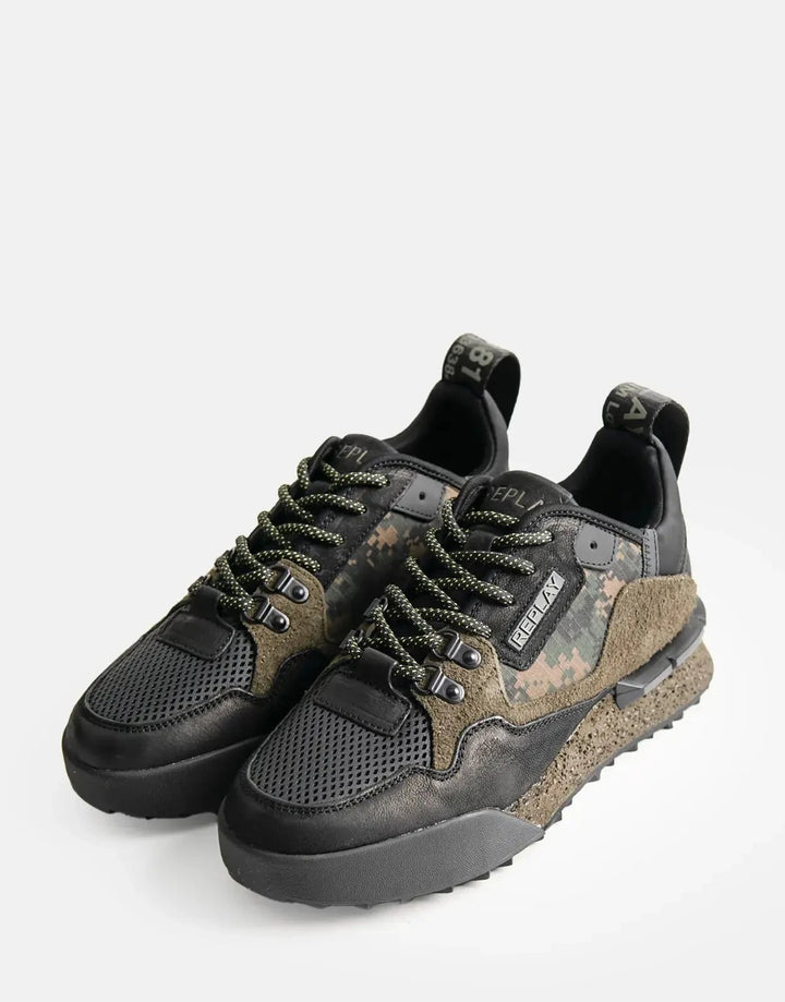 Replay Field Speed Camo Black/Mil Green Sneakers - Subwear
