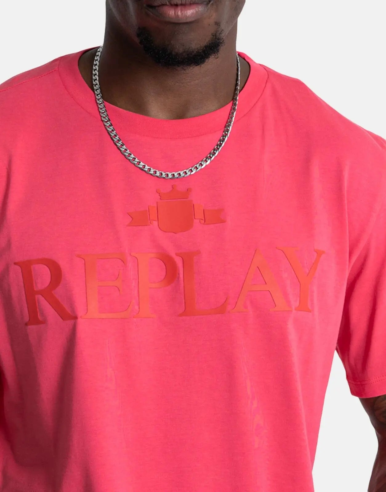Replay Large Font Tonal T-Shirt Pink - Subwear
