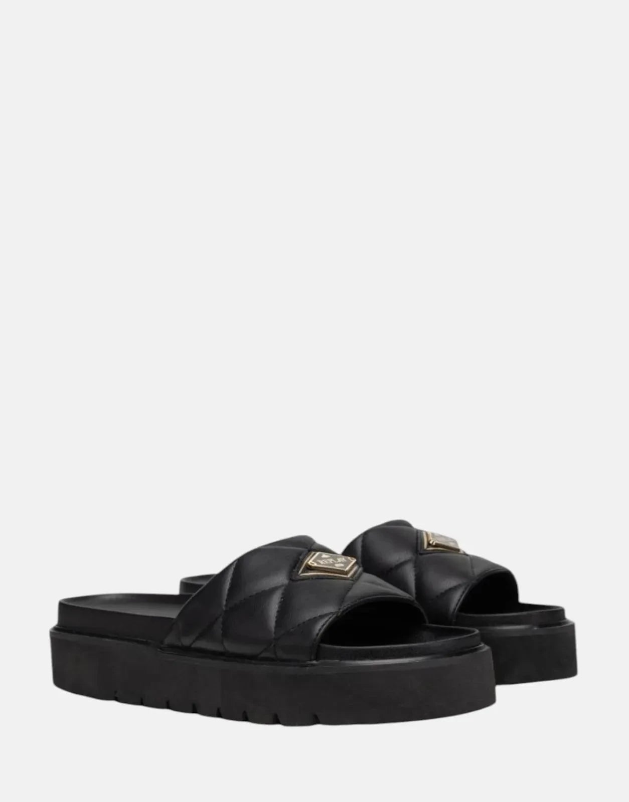 Replay Muddy Quilt Black Slides - Subwear