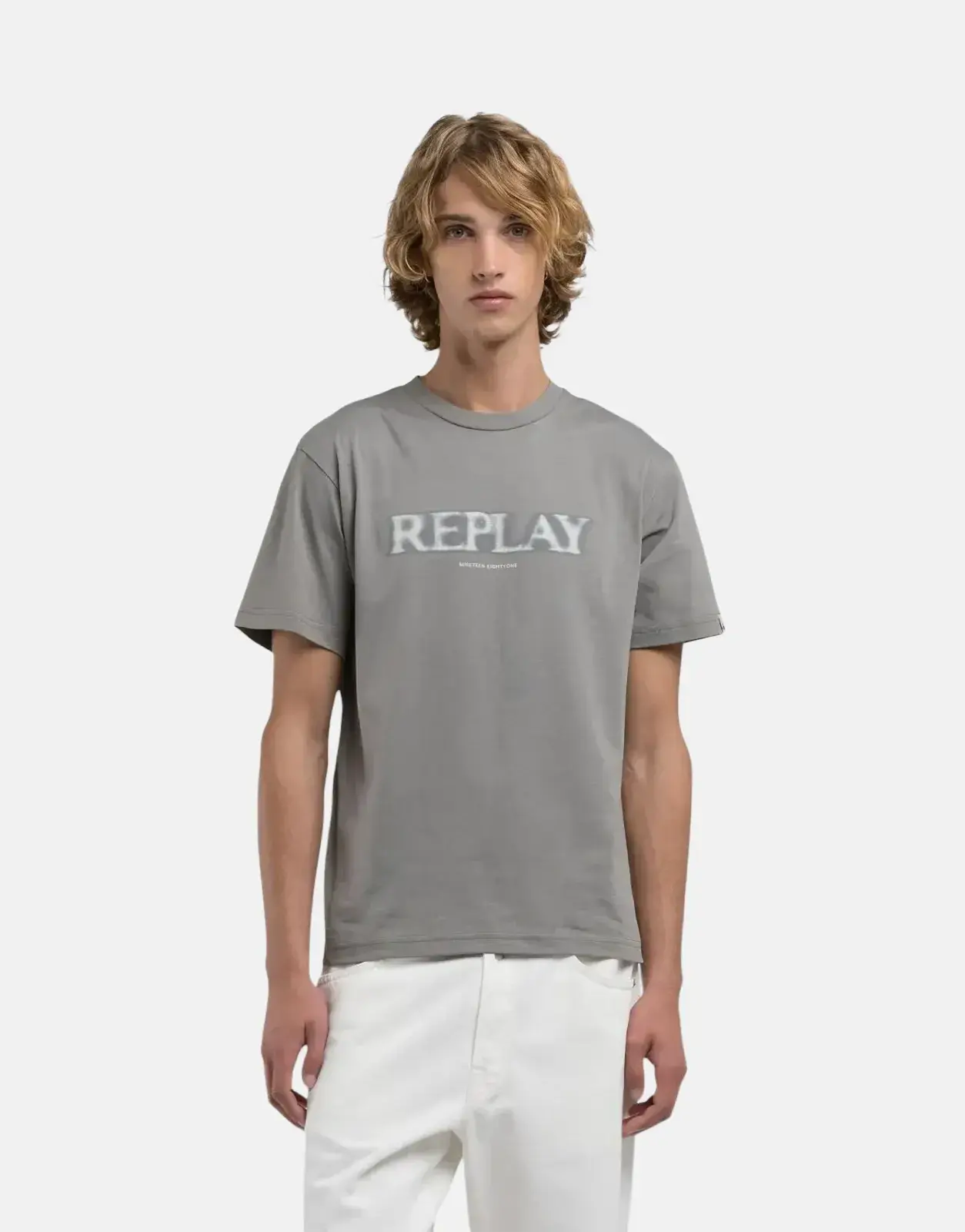 Replay Nineteen Eightyone Faded Grey Military Logo T-Shirt - Subwear