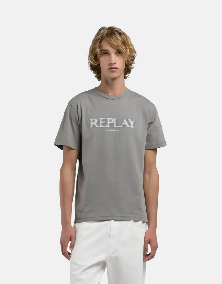 Replay Nineteen Eightyone Faded Grey Military Logo T-Shirt - Subwear