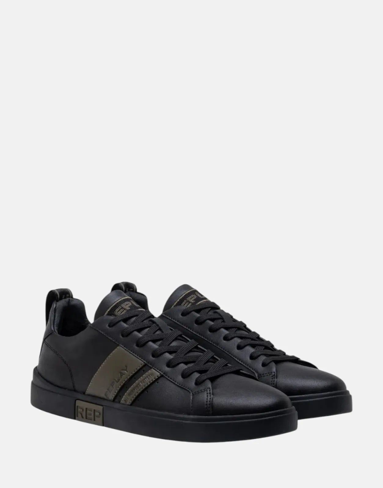 Replay Poly Stripes 2 Black/Mil Green Sneakers Replay
