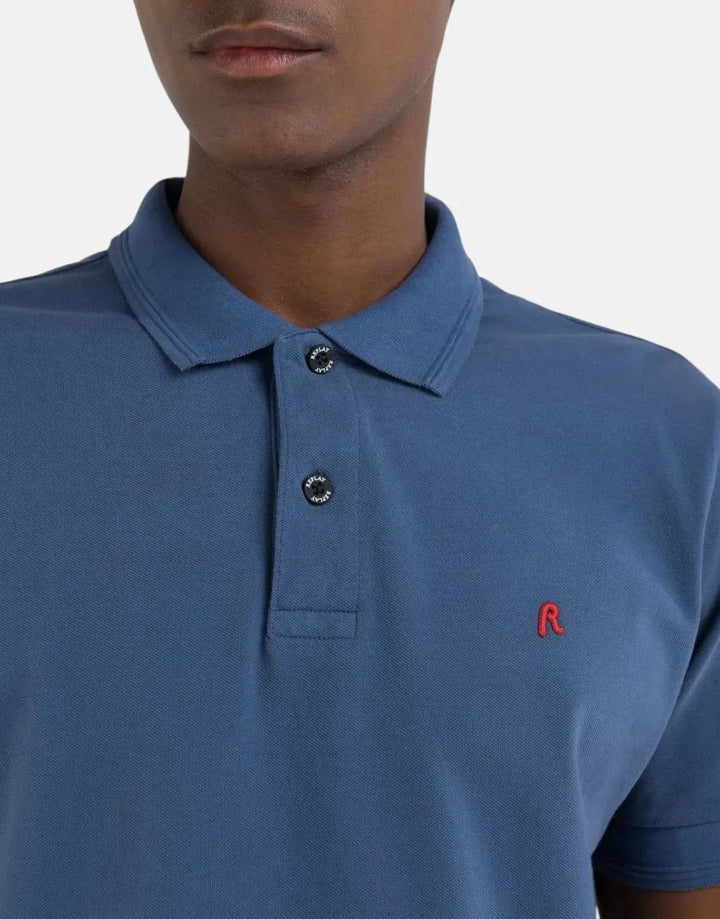 Replay R Badge Blue Polo Shirt - Subwear