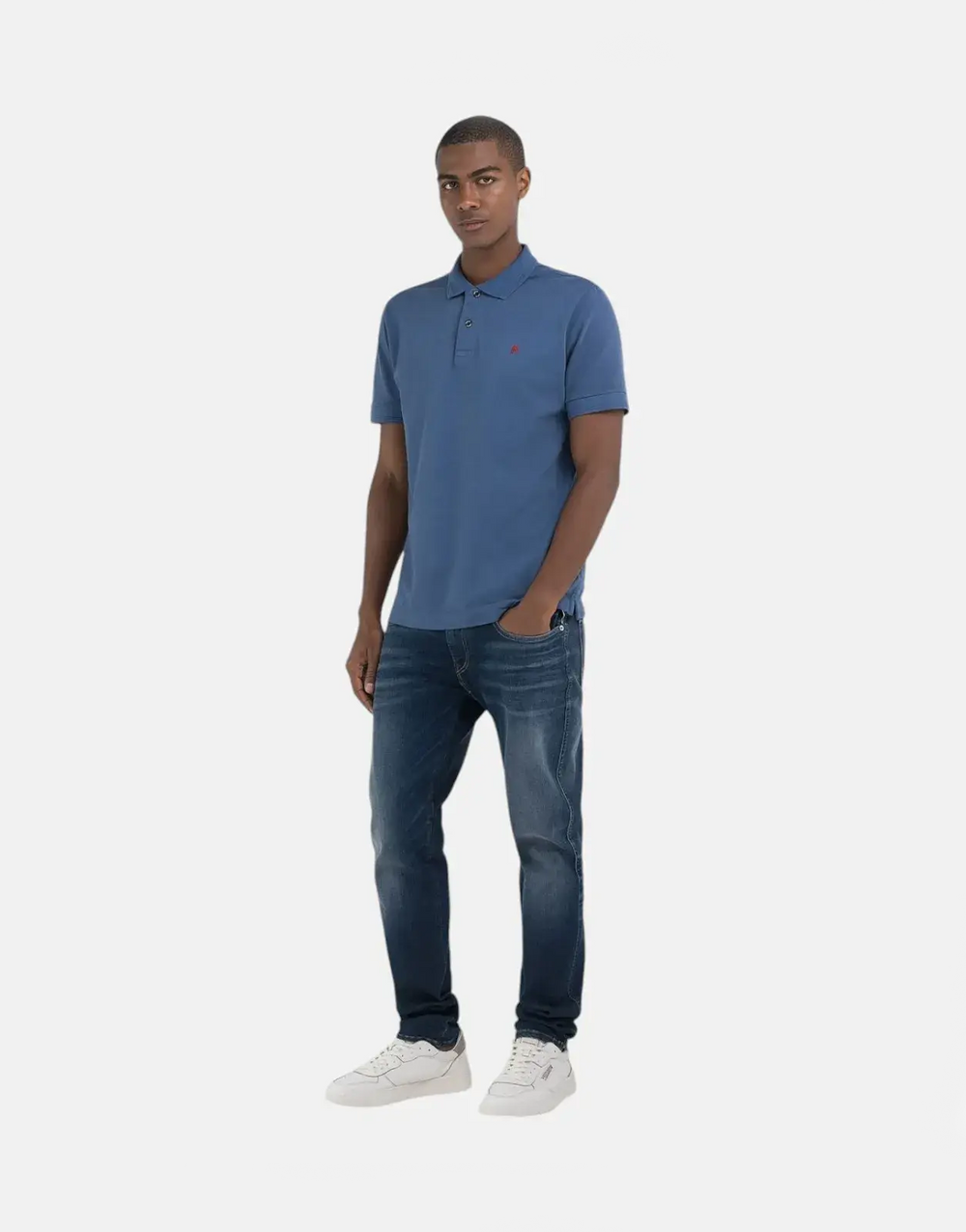 Replay R Badge Blue Polo Shirt - Subwear