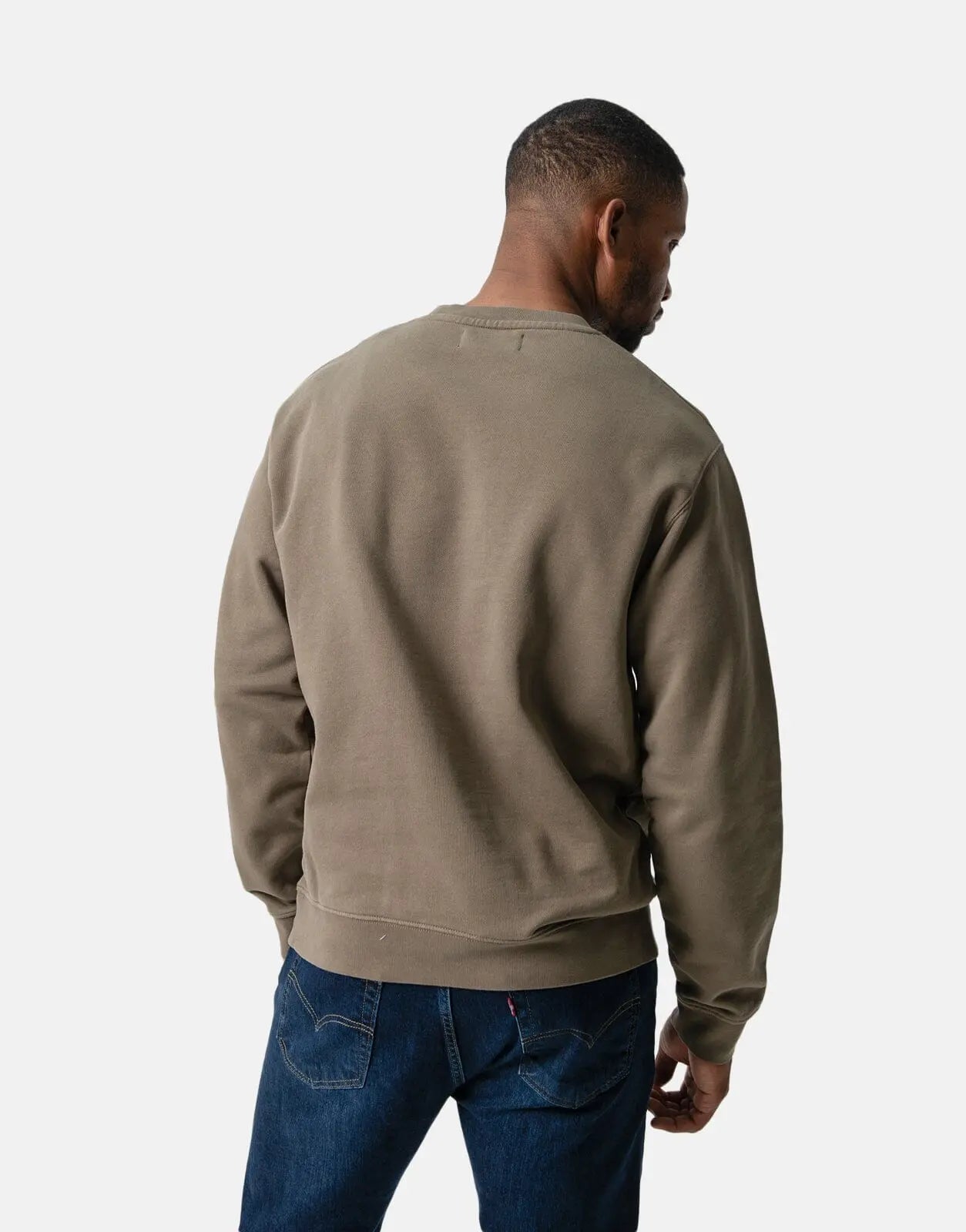 Replay Thick Logo Print Sweatshirt Stone Green - Subwear