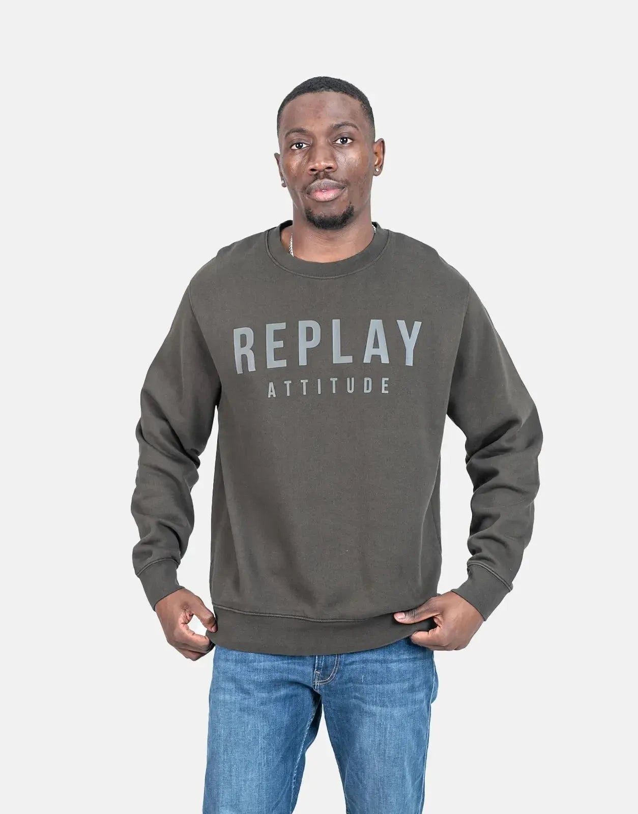 Replay Tonal Font Sweatshirt Dark Grey - Subwear