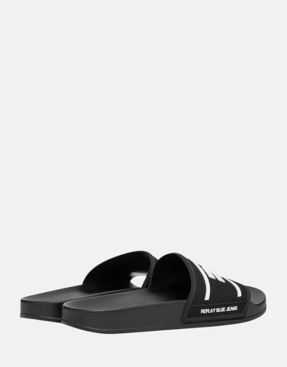 Replay Up Total Black White Slides - Subwear