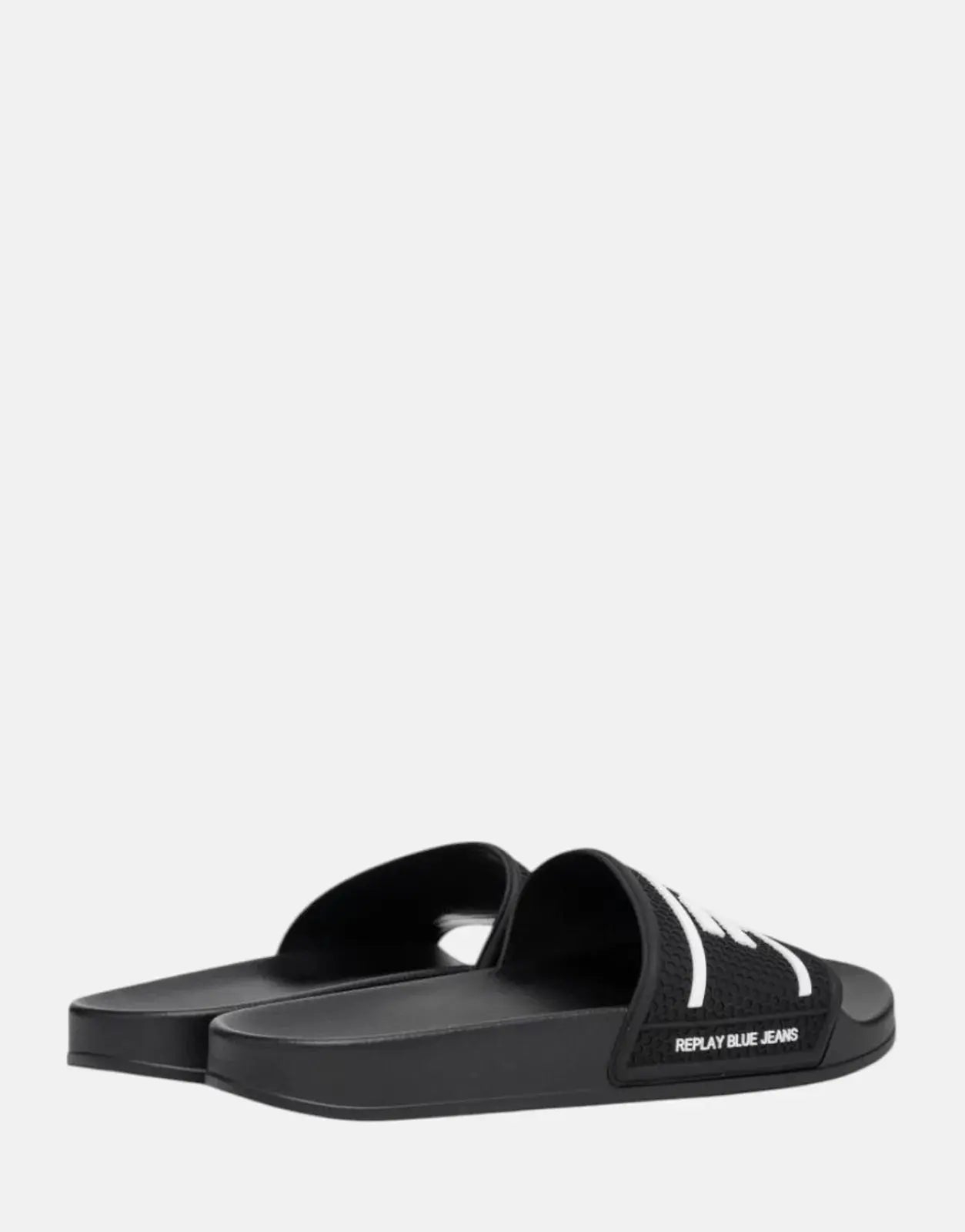 Replay Up Total Black White Slides - Subwear