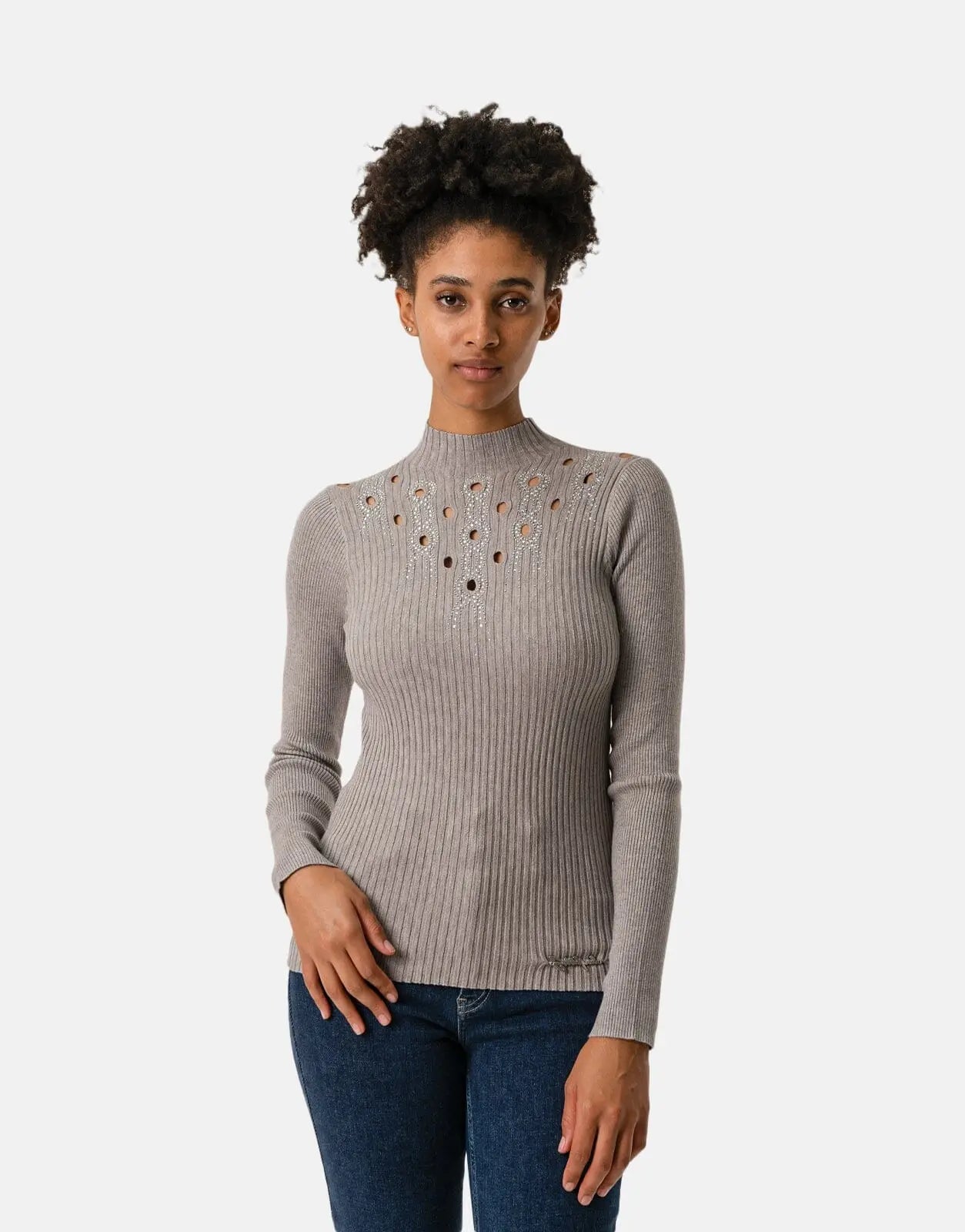 Sissy Boy Bling Open Work Detail Knit Top - Subwear