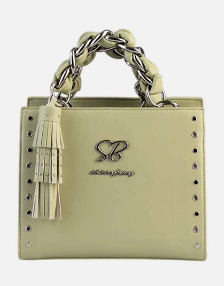Sissy Boy Chain Detail Small Tote Pale Green Bag - Subwear