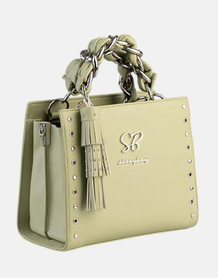 Sissy Boy Chain Detail Small Tote Pale Green Bag - Subwear