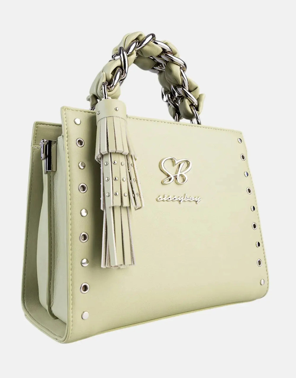 Sissy Boy Chain Detail Small Tote Pale Green Bag - Subwear