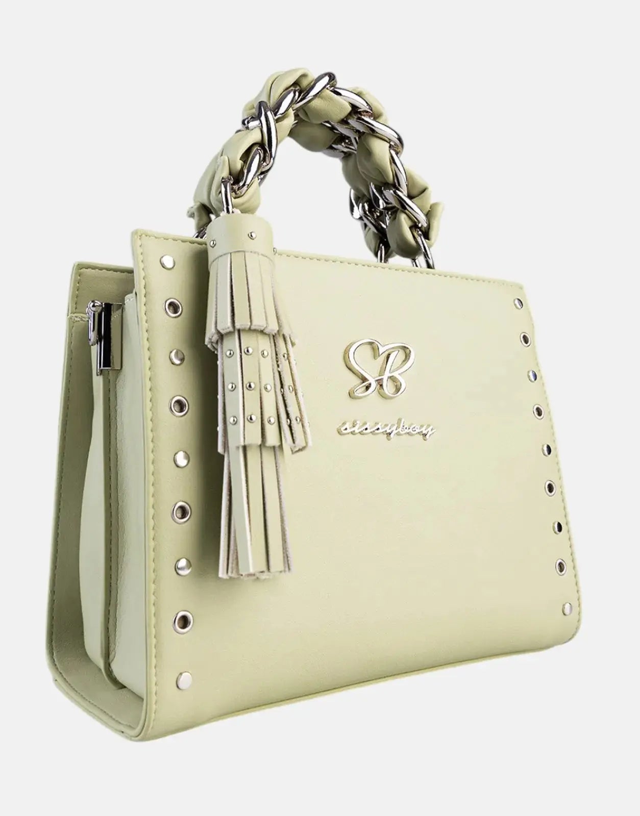Sissy Boy Chain Detail Small Tote Pale Green Bag - Subwear
