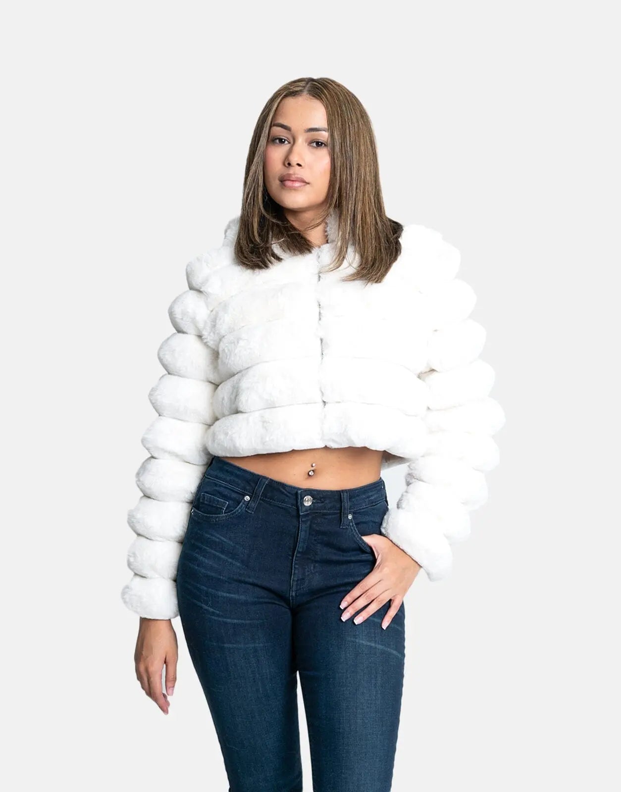 Sissy Boy Faux Fur Quilted Cream Hooded Jacket - Subwear