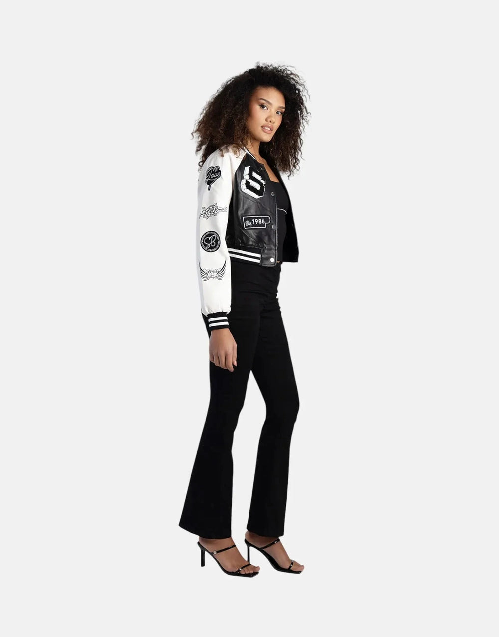 Sissy Boy Faux Leather Bomber Patch Logo Black White Jacket - Subwear