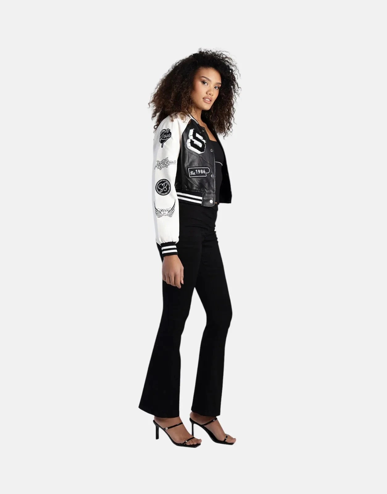 Sissy Boy Faux Leather Bomber Patch Logo Black White Jacket - Subwear