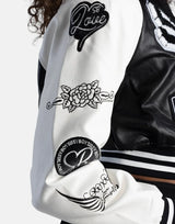 Sissy Boy Faux Leather Bomber Patch Logo Black White Jacket - Subwear