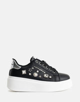 Sissy Boy Gem Details Platform Black Sneakers - Subwear