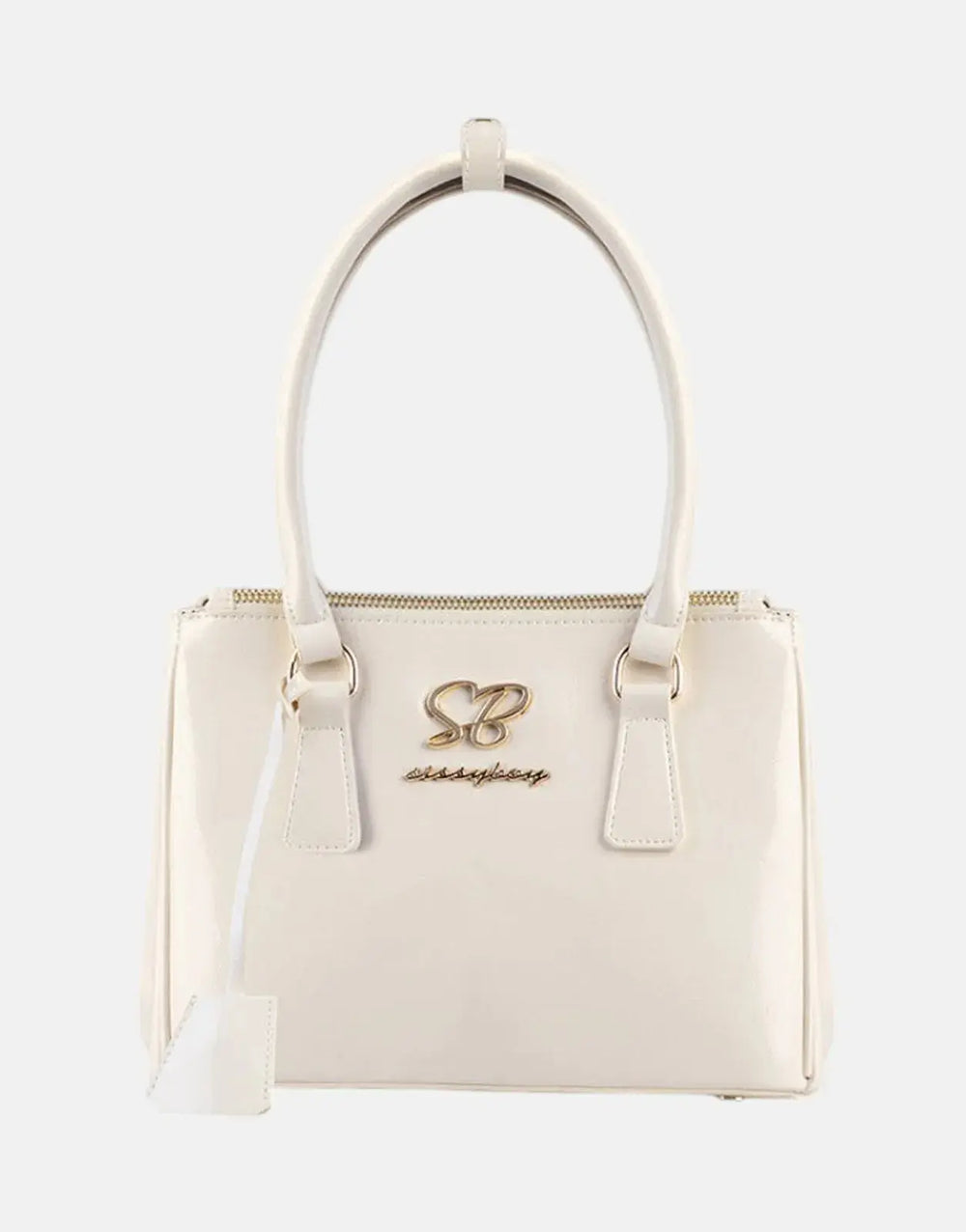 Sissy Boy Gold Detail Cream Small Tote Patent Bag - Subwear