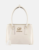 Sissy Boy Gold Detail Cream Small Tote Patent Bag - Subwear