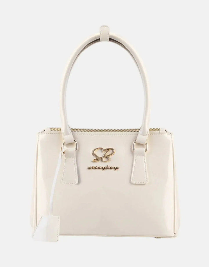 Sissy Boy Gold Detail Cream Small Tote Patent Bag - Subwear