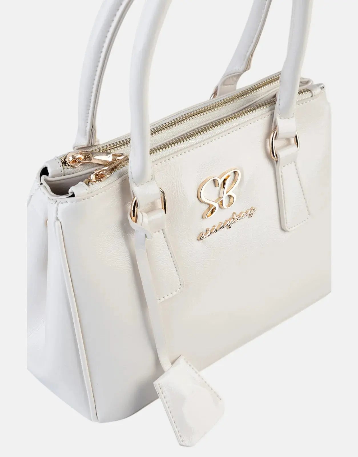 Sissy Boy Gold Detail Cream Small Tote Patent Bag - Subwear