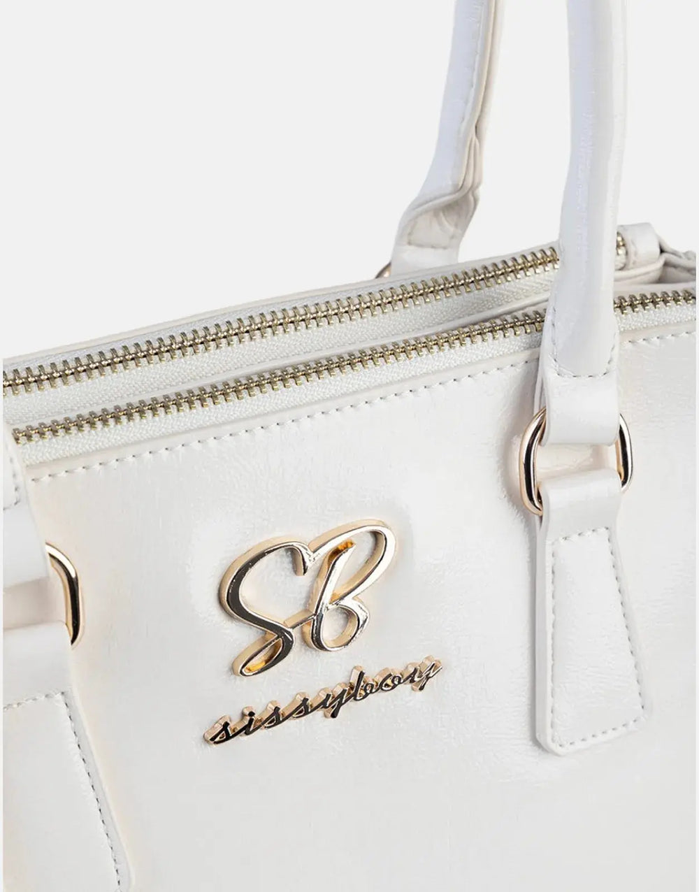 Sissy Boy Gold Detail Cream Small Tote Patent Bag - Subwear
