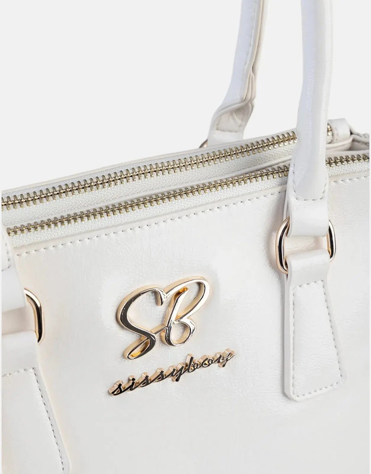 Sissy Boy Gold Detail Cream Small Tote Patent Bag - Subwear