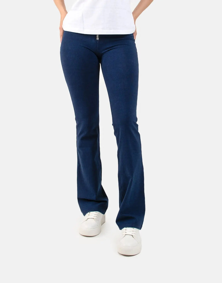 Sissy Boy High Waist Bootleg Zip Knit Denim Jeans Indigo - Subwear