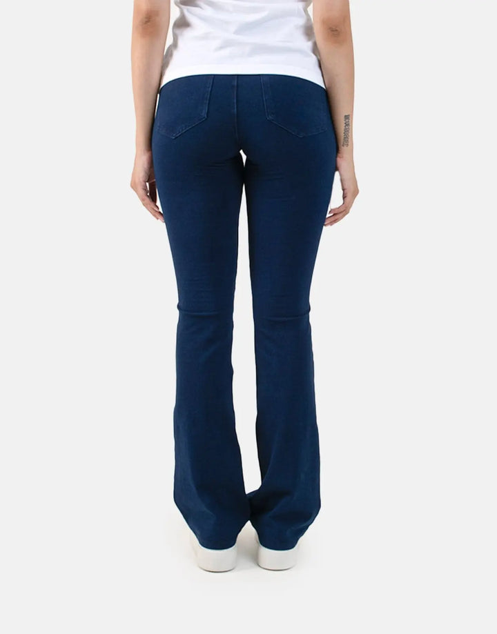 Sissy Boy High Waist Bootleg Zip Knit Denim Jeans Indigo - Subwear